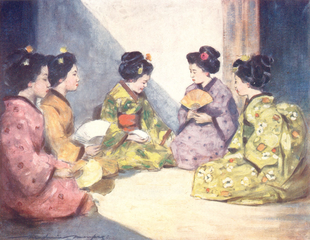 JAPAN. Flower Arrangement. Butterflies 1904 old antique vintage print picture